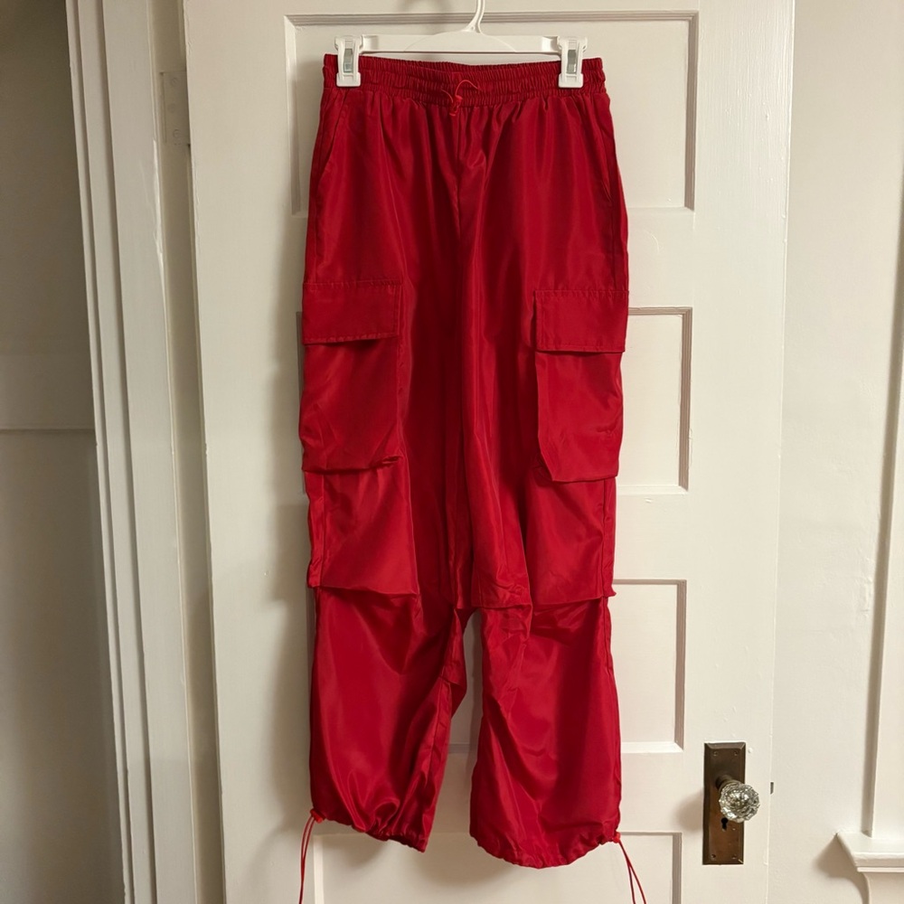 SHEIN Vibrant Red Elastic Waist Pants